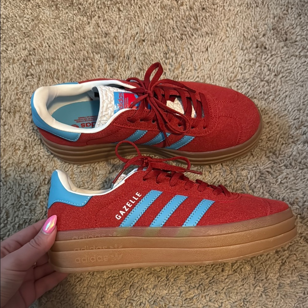 Adidas Gazelle Red and Blue Sneakers